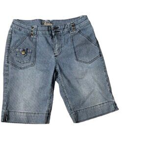 Duplex Denim Pinstripe Knee Length Women's Shorts Size 10